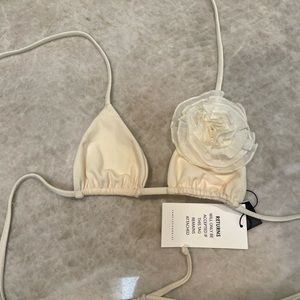 White Same Los Angeles bikini top with rose detail